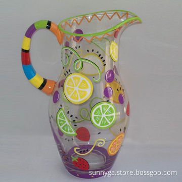 Unique Design Glass Pot with Colorful Hand Painted and 2,600ml Capacity
